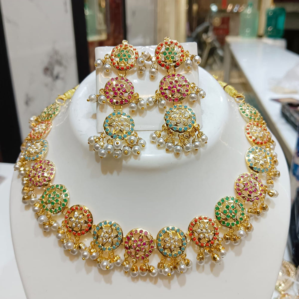 Everlasting Jadau Royal Pota Stone And Pearl Jadau Necklace Set