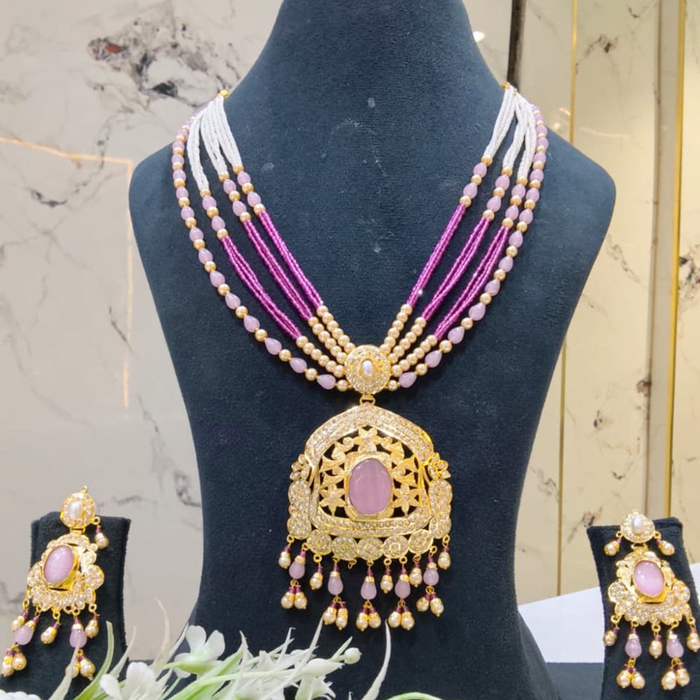 Everlasting Jadau Royal Pota Stone And Pearl Long Jadau Necklace Set