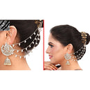 Abhinandan Kundan Stone And Pearl Kanchain Jhumki Earrings