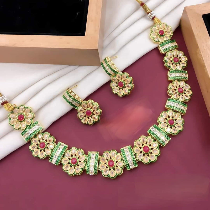 Abhinandan Gold Plated Pota Stone Necklace Set