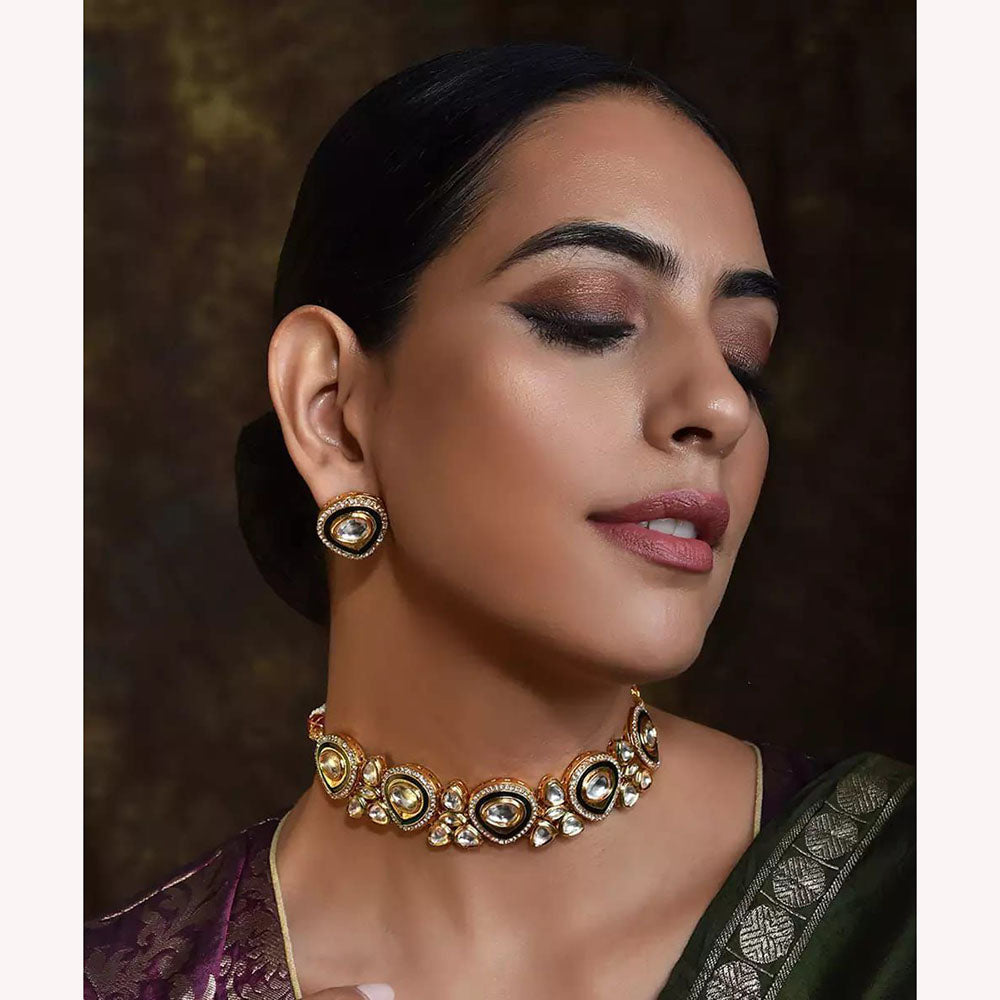 Abhinandan Royal Kundan Stone Designer Choker Necklace Set
