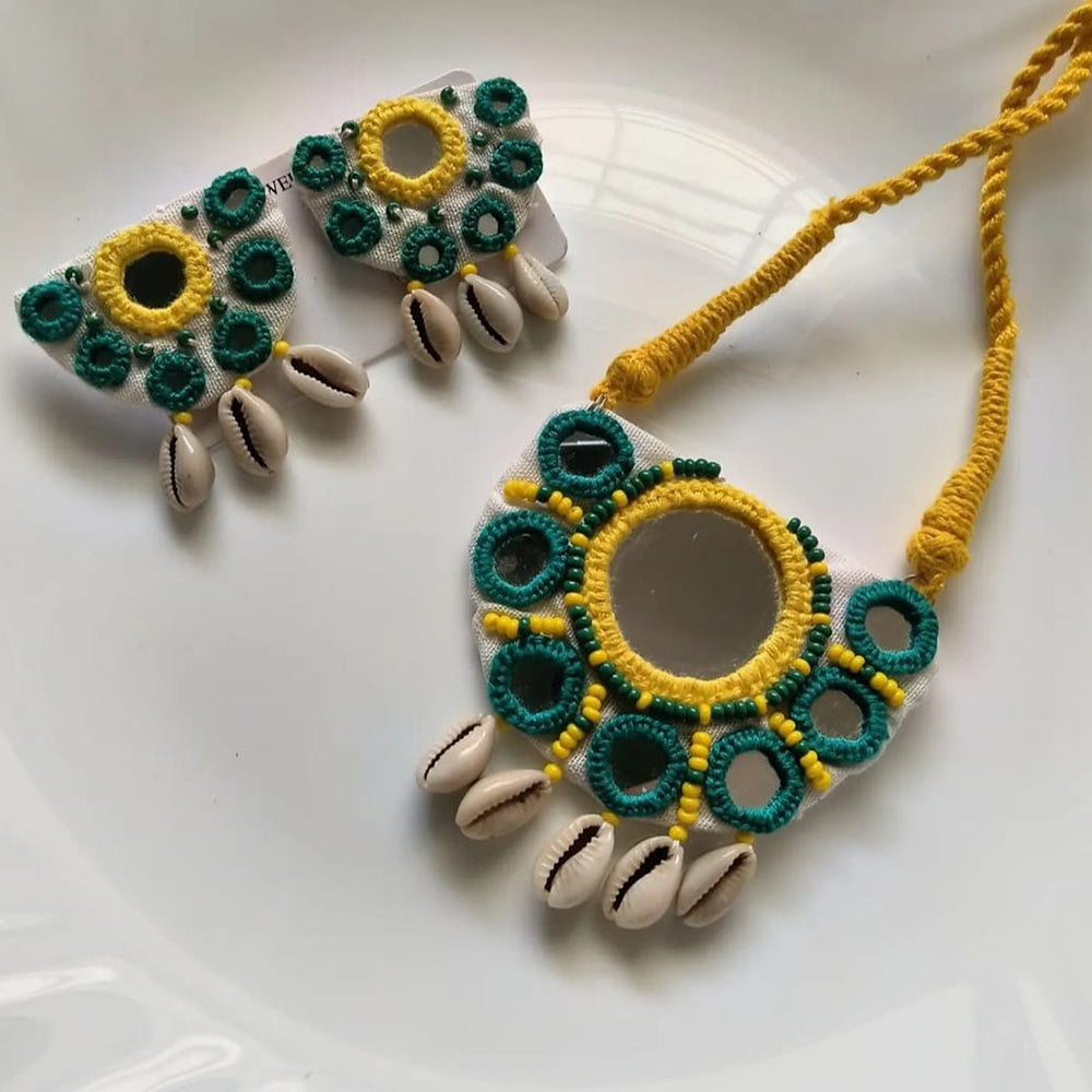 Handmade For Her  Mirror And Shell Handmade Necklace Set