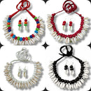 Handmade For Her  Handmade Choker And Earrings With Emblisment Of Shell Combo Set