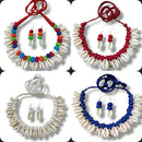 Handmade For Her  Handmade Choker And Earrings With Emblisment Of Shell Combo Set