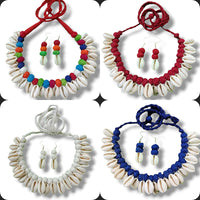 Handmade For Her  Handmade Choker And Earrings With Emblisment Of Shell Combo Set
