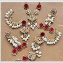 Handmade For Her  Red Cowrie Shell & Kundan Handmade Jewelry Set – Bridal Haldi/Mehendi/Traditional Function Jewelry Set