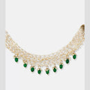 Handmade For Her  Handmade Pearl Beaded Choker Necklace with Green Beads | Traditional Bridal Jewelry for Women