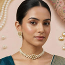 Handmade For Her Handmade Kundan Pearl Choker Neckalce Set For Women And Girls