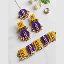 Handmade For Her Handmade Purple Choker Necklace With Earrings And Maangtikka