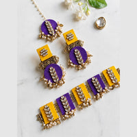 Handmade For Her Handmade Purple Choker Necklace With Earrings And Maangtikka