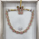 Joyful Jewel Art Matte Gold Plated Crystal Stone Necklace Set