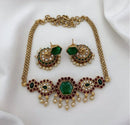 Joyful Jewel Art Matte Gold Plated Pota Stone Choker Necklace Set