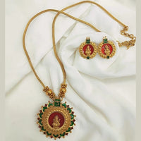 Joyful Jewel Art Matte Gold Plated Meenakari Temple Necklace Set