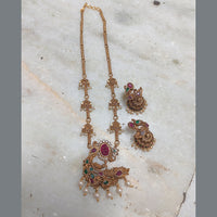 Joyful Jewel Art Matte Gold Plated Austrian Stone And Pearls Necklace Set