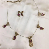 Joyful Jewel Art Matte Gold Plated Pota Stone Lord Ganesha Temple Necklace Set