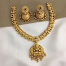 Joyful Jewel Art Matte Gold Plated Pota Stone Temple Necklace Set