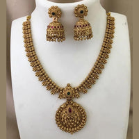 Joyful Jewel Art Matte Gold Plated Pota Stone Necklace Set