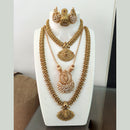 Joyful Jewel Art Matte Gold Plated Pota Stone And Temple Combo Set
