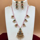 Joyful Jewel Art Matte Gold Plated Pota Stone And Pearls Necklace Set