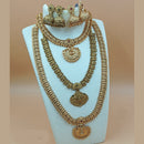Joyful Jewel Art Matte Gold Plated Pota Stone Temple Combo Necklace Set