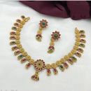 Joyful Jewel Art Matte Gold Plated Pota Stone Necklace Set