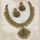 Joyful Jewel Art Matte Gold Plated Pota Stone And Beads Necklace Set