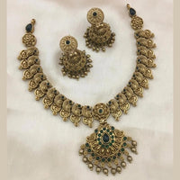 Joyful Jewel Art Matte Gold Plated Pota Stone And Beads Necklace Set