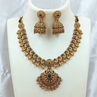 Joyful Jewel Art Matte Gold Plated Pota Stone Necklace Set