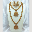 Joyful Jewel Art Matte Gold Plated Pota Stone Double Necklace Set
