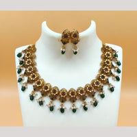 Joyful Jewel Art Matte Gold Plated Pota Stone And Beads Necklace Set