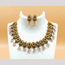 Joyful Jewel Art Matte Gold Plated Pota Stone And Beads Necklace Set