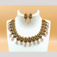 Joyful Jewel Art Matte Gold Plated Pota Stone And Beads Necklace Set