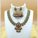 Joyful Jewel Art Matte Gold Plated Pota Stone And Beads Meenakari Necklace Set