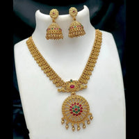Joyful Jewel Art Matte Gold Plated Pota Stone Necklace Set
