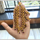Joyful Jewel Art Matte Gold Plated Pota Stone And Pearls Necklace Set