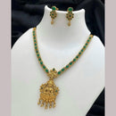 Joyful Jewel Art Matte Gold Plated Pota Stone Temple Necklace Set