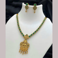 Joyful Jewel Art Matte Gold Plated Pota Stone Temple Necklace Set