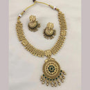 Joyful Jewel Art Matte Gold Plated Pota Stone Necklace Set
