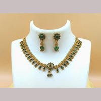 Joyful Jewel Art Matte Gold Plated Pota Stone Necklace Set