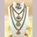 Joyful Jewel Art Matte Gold Plated Pota Stone Necklace Combo