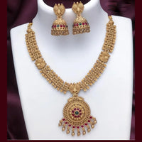 Joyful Jewel Art Matte Gold Plated Pota Stone Necklace Set