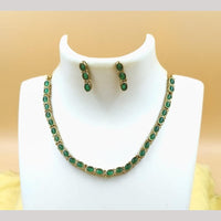 Joyful Jewel Art Matte Gold Plated Pota Stone Necklace Set