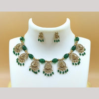 Joyful Jewel Art Matte Gold Plated Austrian Stone And Temple Necklace Set