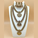 Joyful Jewel Art Matte Gold Plated Pota Stone Temple Necklace Combo