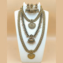 Joyful Jewel Art Matte Gold Plated Pota Stone Temple Necklace Combo