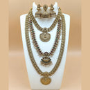 Joyful Jewel Art Matte Gold Plated Pota Stone Temple Necklace Combo