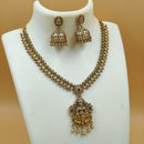 Joyful Jewel Divine Grace Art Matte Gold Plated Pota Stone Temple Necklace Set