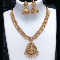 Joyful Jewel Art Divine Grace Art Matte Gold Plated Pota Stone Temple Necklace Set
