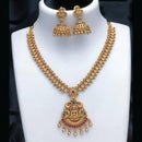 Joyful Jewel Art Divine Grace Art Matte Gold Plated Pota Stone Temple Necklace Set