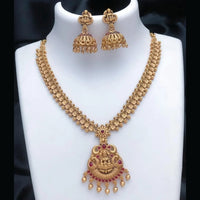 Joyful Jewel Art Divine Grace Art Matte Gold Plated Pota Stone Temple Necklace Set